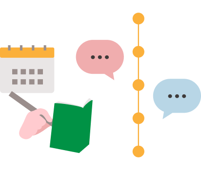 時系列を整理している様子