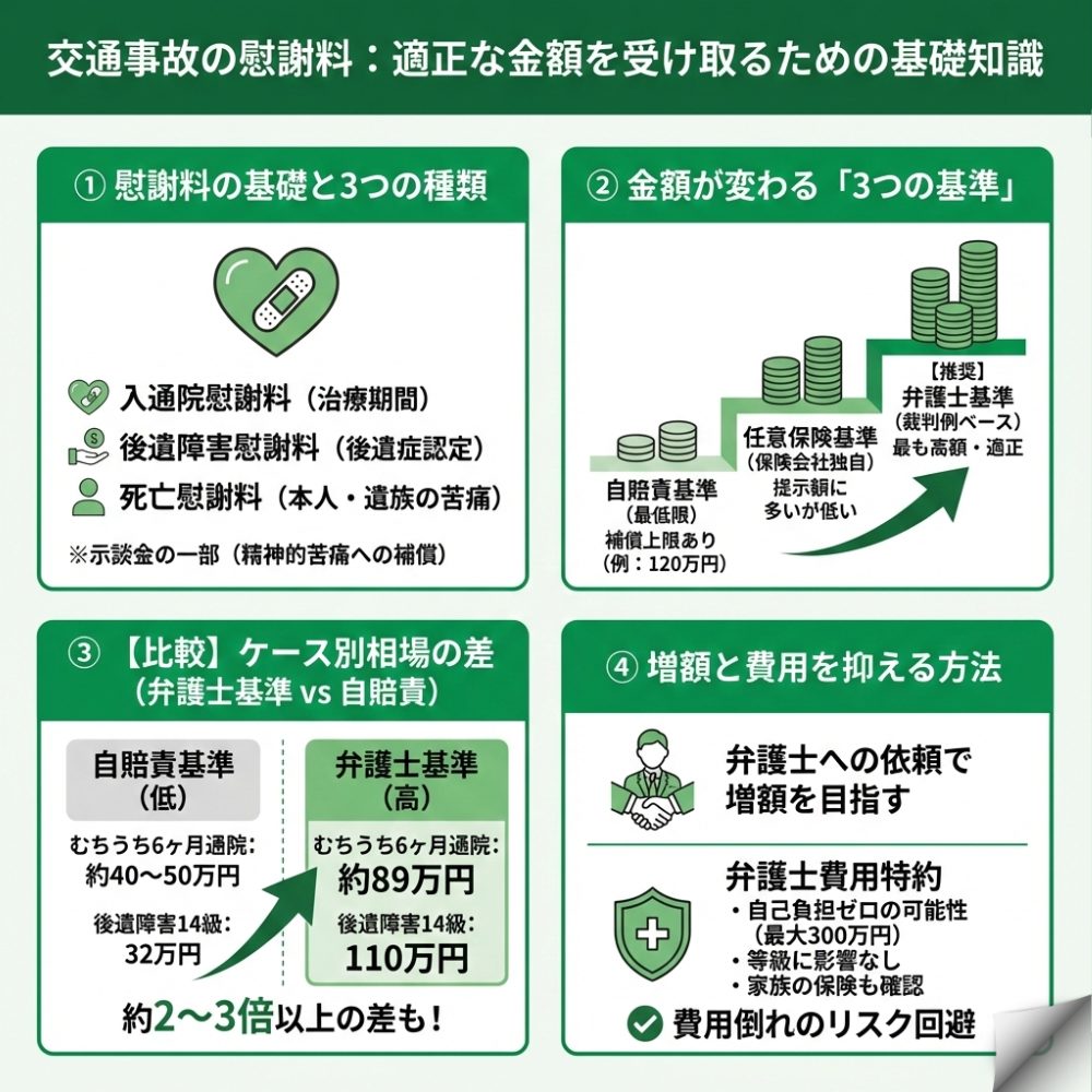 交通事故の慰謝料のインフォグラフィック画像