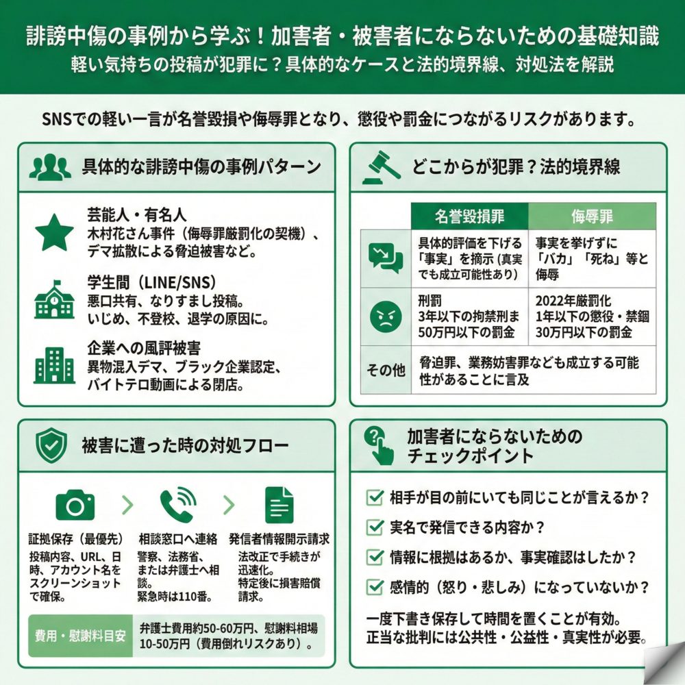 誹謗中傷の事例から学ぶのインフォグラフィック
