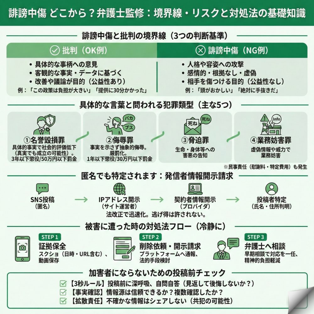 誹謗中傷の境界線はどこ？のインフォグラフィック