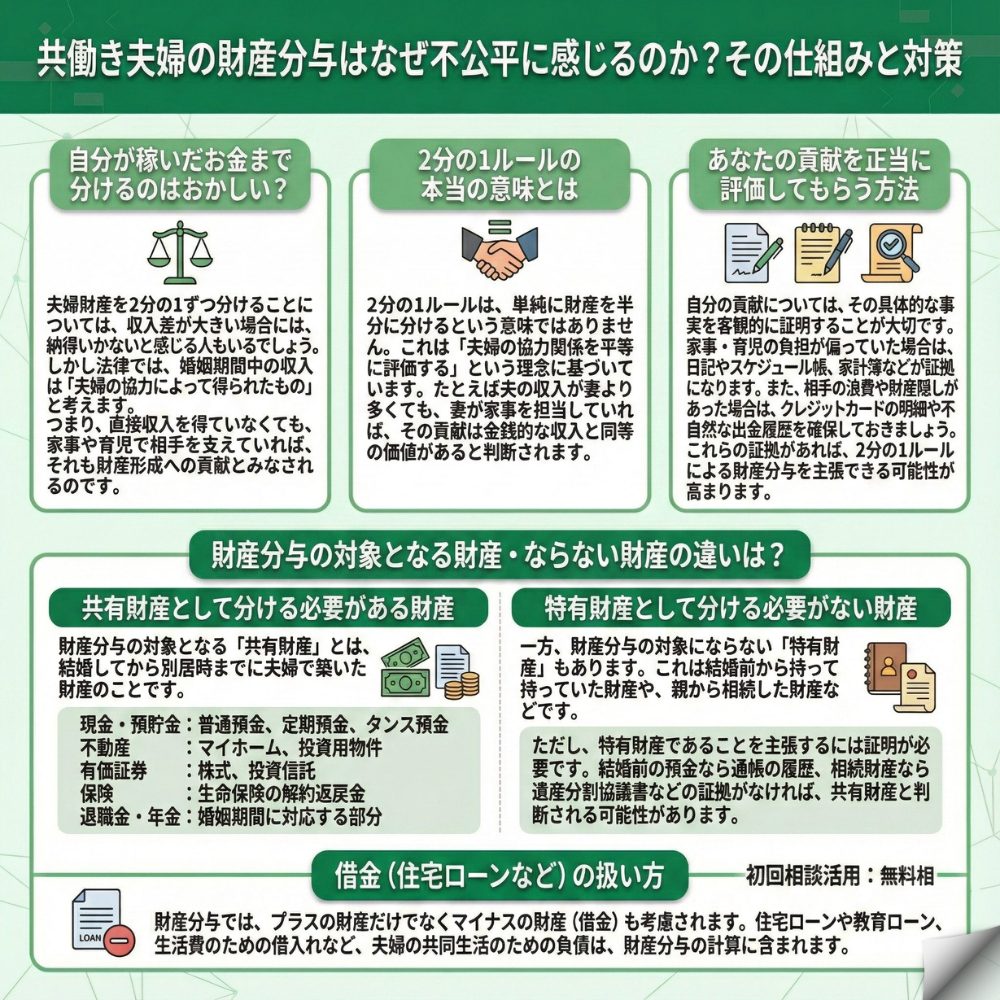 共働き財産分与おかしいのインフォグラフィック画像