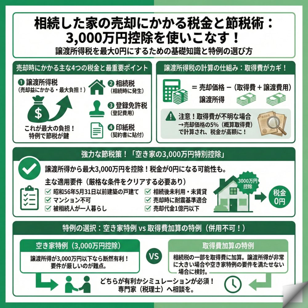 相続した家の売却にかかる税金はいくら?のインフォグラフィック