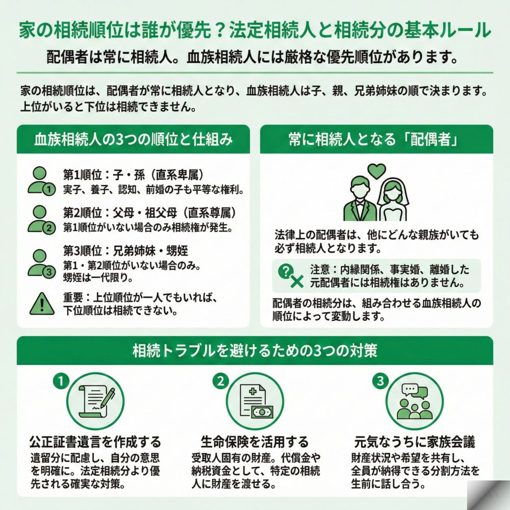 家の相続順位は誰が優先？のインフォグラフィック