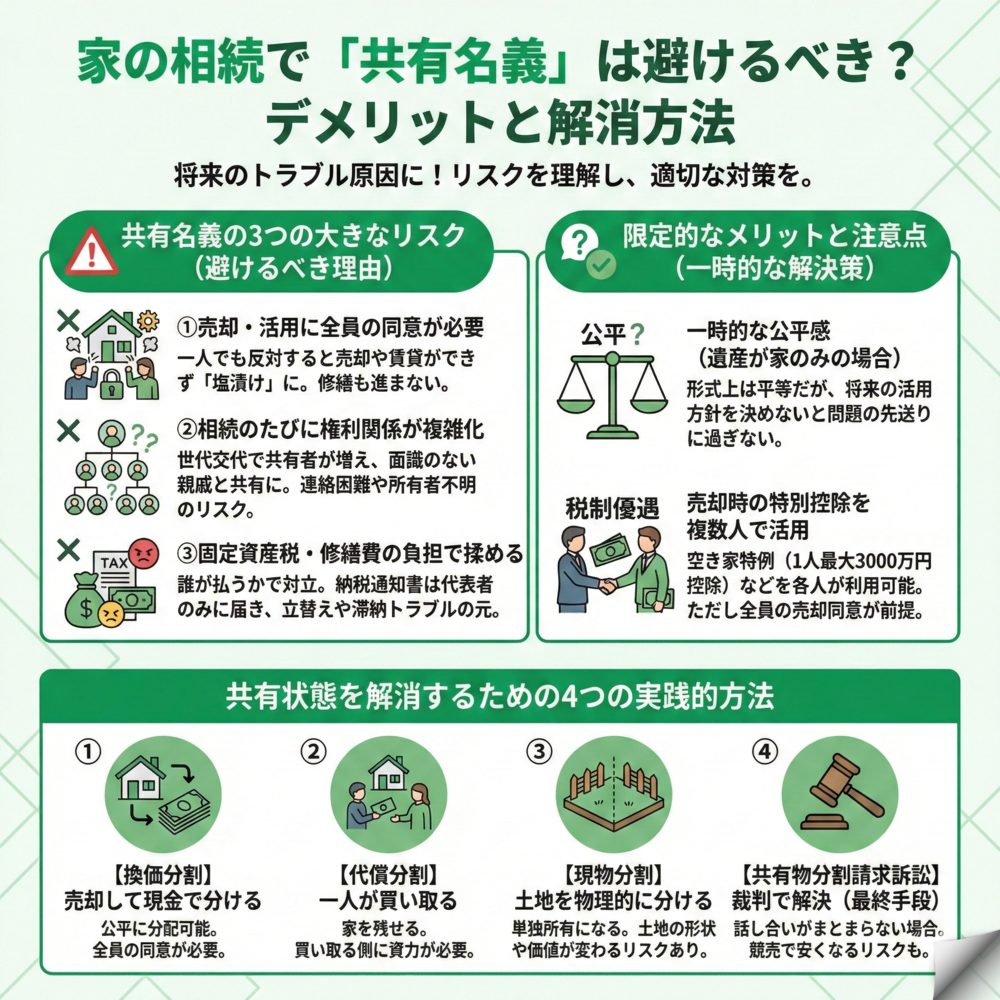 家の相続で共有名義は避けるべき？のインフォグラフィック