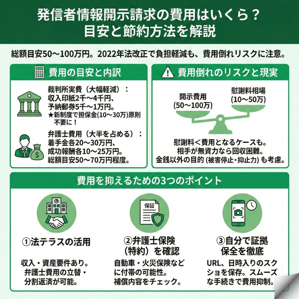 発信者情報開示請求の費用はいくら？のインフォグラフィック