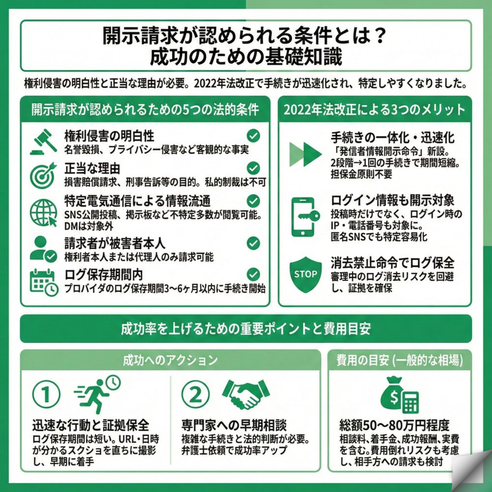 開示請求が認められる条件とは？のインフォグラフィック