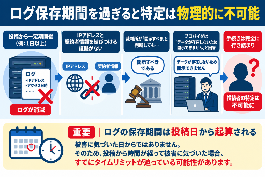 ログ保存期間を過ぎると特定は物理的に不可能