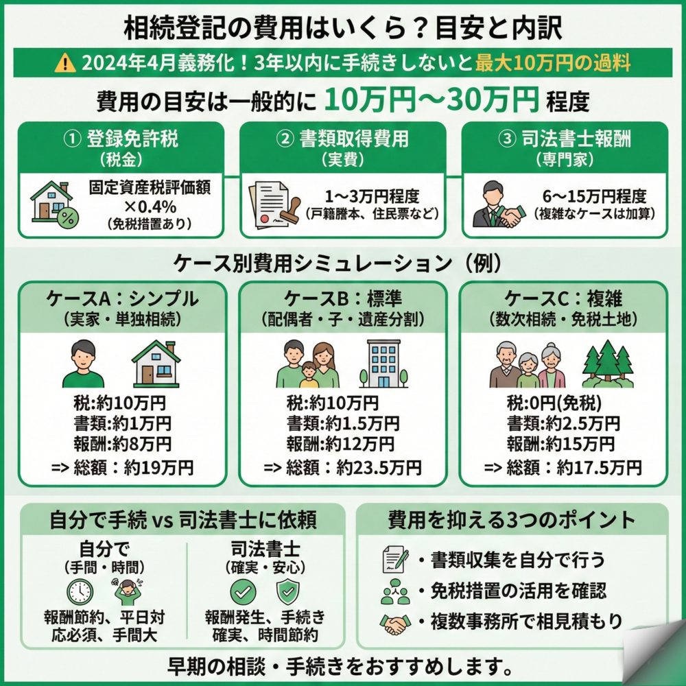 相続登記の費用はいくら？のインフォグラフィック