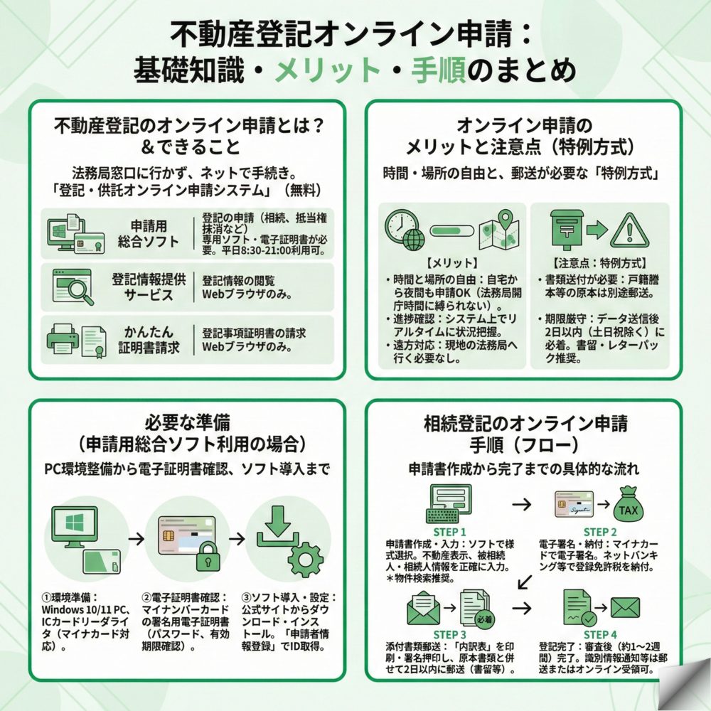 不動産登記のオンライン申請は自分でできる？のインフォグラフィック