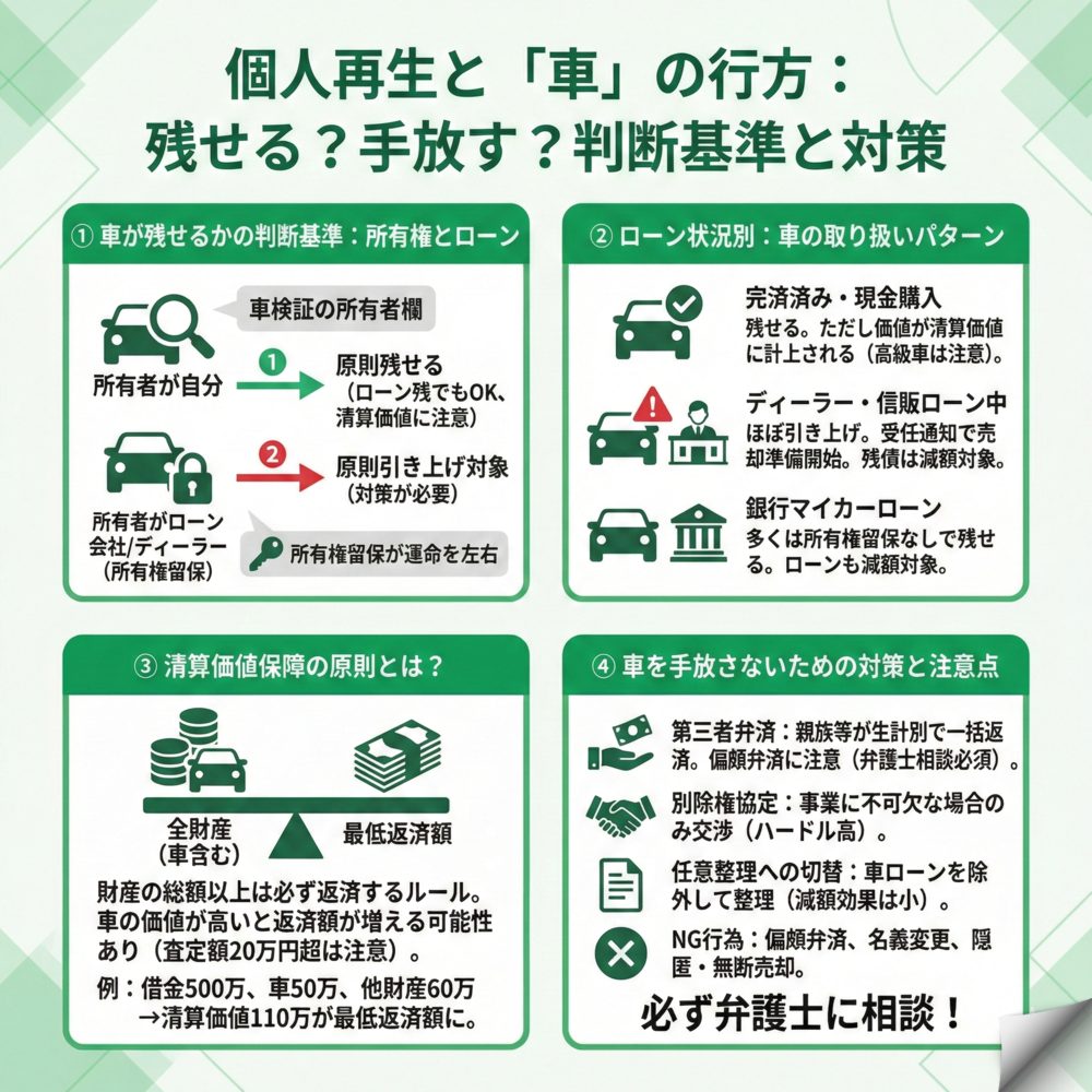 個人再生で車は残せる？のインフォグラフィック