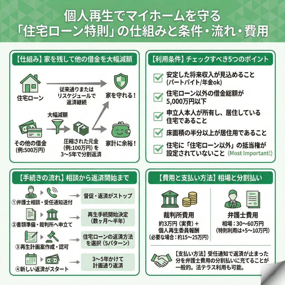 個人再生で住宅ローンはどうなる？のインフォグラフィック