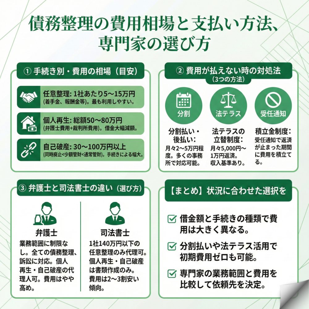 債務整理の費用はいくらかかる?のインフォグラフィック
