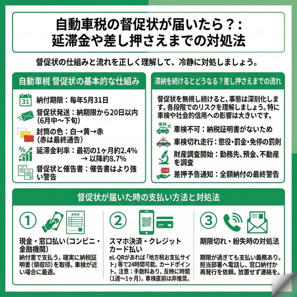 自動車税の督促状が届いたら?のインフォグラフィック