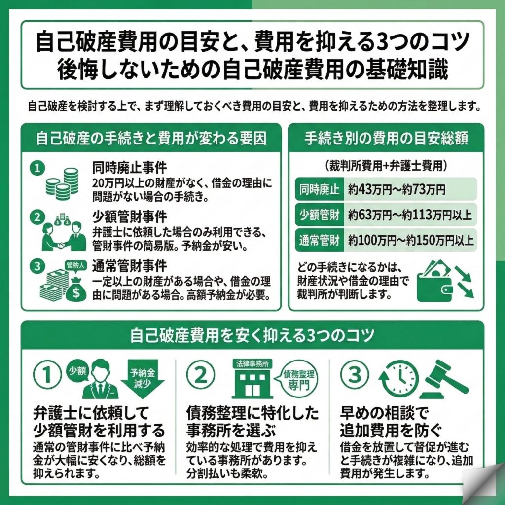 自己破産の費用の目安はいくら？のインフォグラフィック