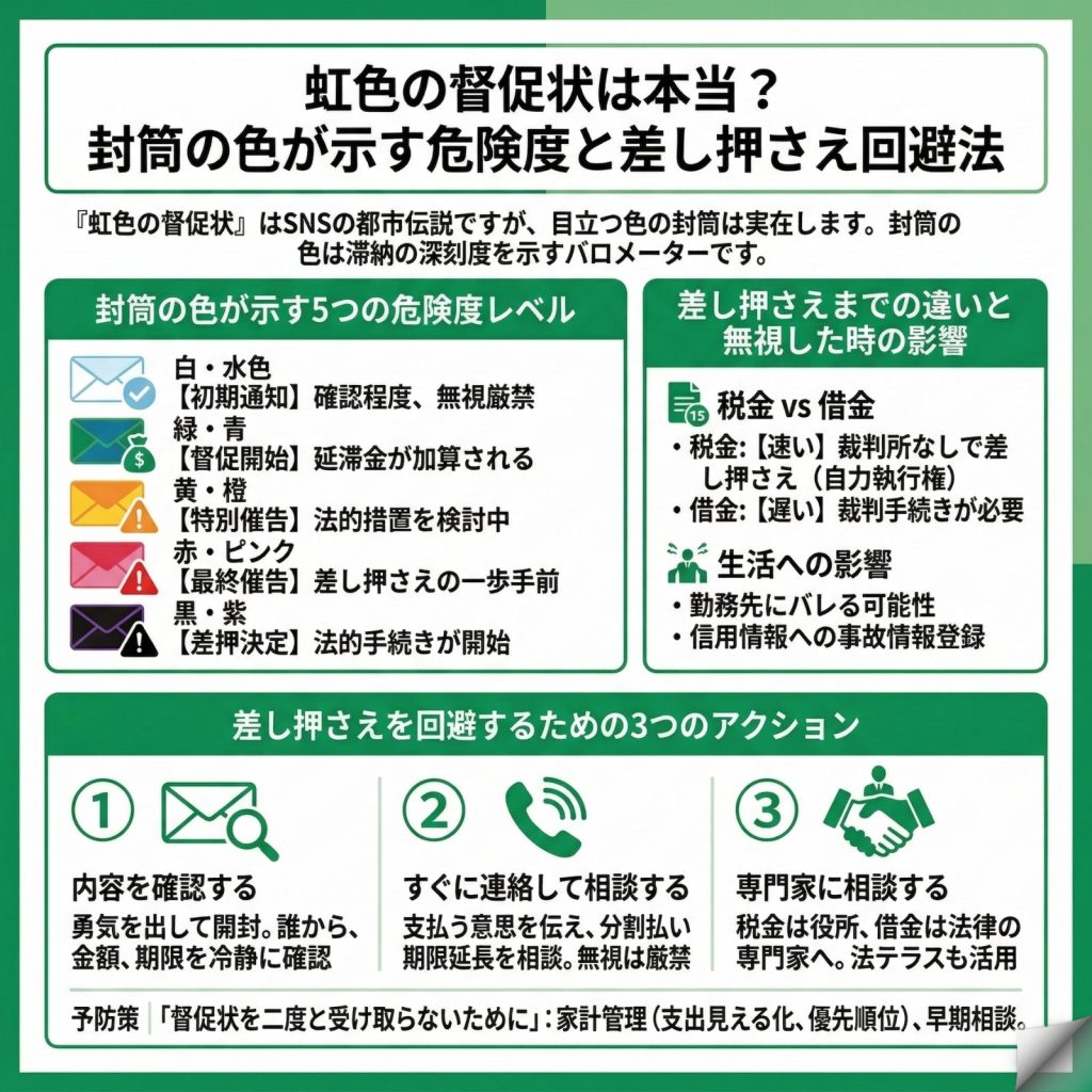 虹色の督促状は本当に届く？のインフォグラフィック